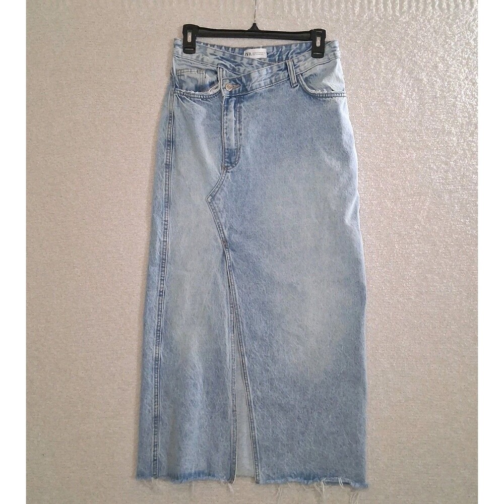 Denim Jean Maxi Split Skirt Sz XS Urban Streetwear Hip Hop Boho Hippie Indie